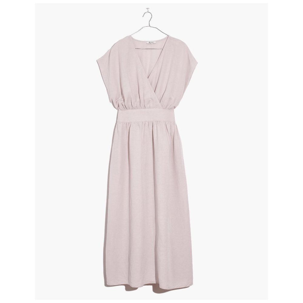 Madewell Linen-Blend Dolman-Sleeve Crossover Linen Dress NWT Size M